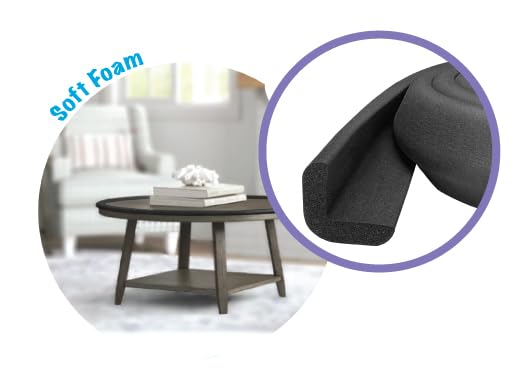 Kidkusion Baby Proof Edge Guards for Safety | Made in The USA | 18 Feet | Black | Edge Protectors for Furniture, Tables, Fireplaces | Heavy Duty Tape Included
