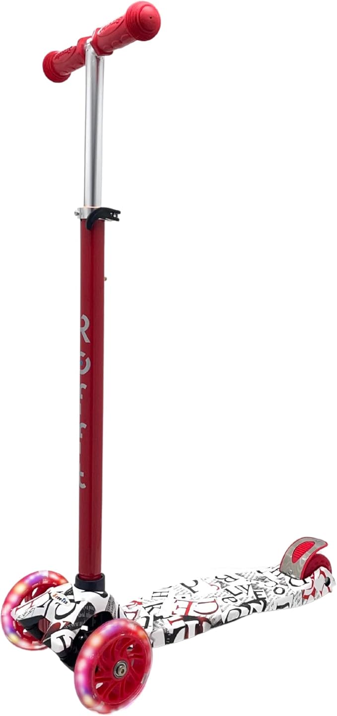 Maxi Scooter for Kids Ages 6-12 Lean-to-Steer 3 Wheel Scooter for Kids Ages 6-12 PU Light-Up Wheels Kids Scooter Adjustable Height Light Weight Aluminum Scooters T-Bar Colorful Design Printed