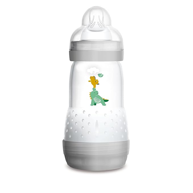 MAM Easy Start Anti-Colic Baby Bottle, Medium Flow, Breastfeeding-Like Silicone Nipple Bottle, Reduces Colic, Gas, & Reflux, Easy-to-Clean, BPA-Free, Vented Baby Bottles for Newborns, 2 Plus Months