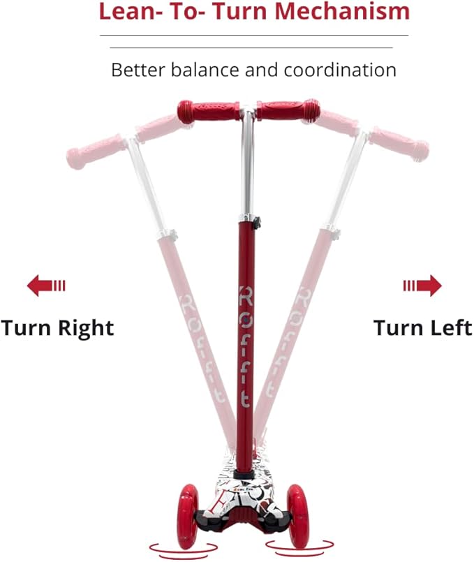 Maxi Scooter for Kids Ages 6-12 Lean-to-Steer 3 Wheel Scooter for Kids Ages 6-12 PU Light-Up Wheels Kids Scooter Adjustable Height Light Weight Aluminum Scooters T-Bar Colorful Design Printed