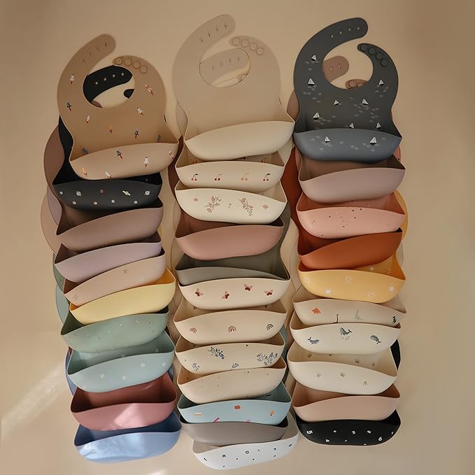 mushie Silicone Baby Bib | Adjustable Fit Waterproof Bibs (Daisy)