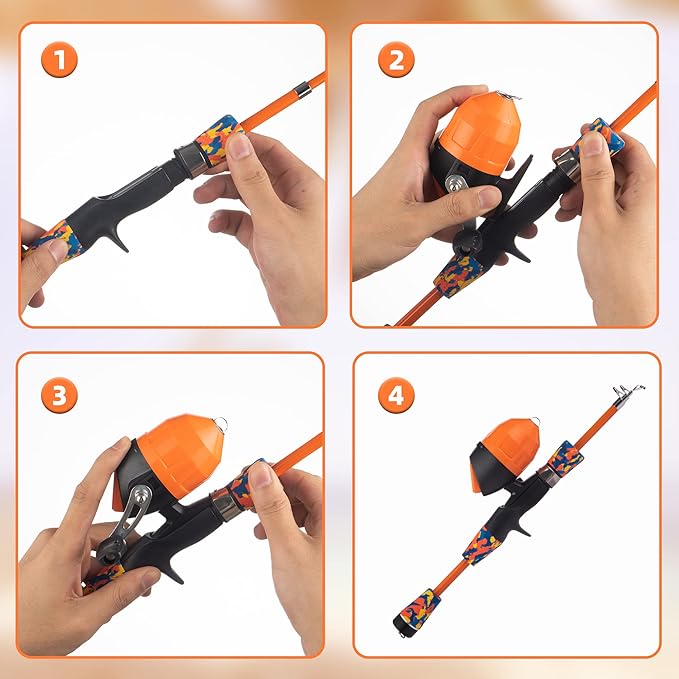 Kids Fishing Pole Kit Set,Portable Telescopic Fishing Rod and Reel Combo Full Kits for Boys, Girls, Beginner, Youth