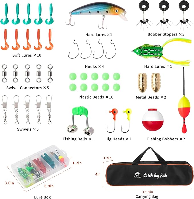 Kids Fishing Pole Kit Set,Portable Telescopic Fishing Rod and Reel Combo Full Kits for Boys, Girls, Beginner, Youth