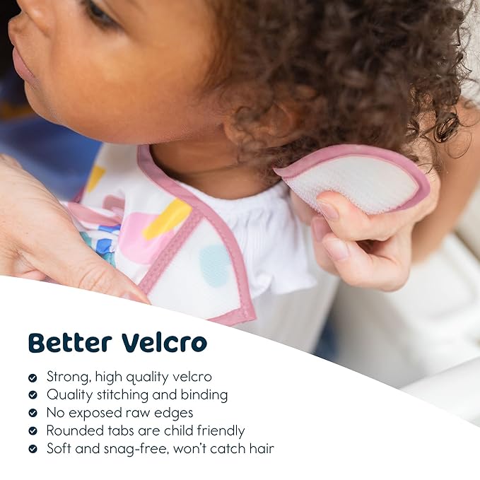 Tiny Twinkle Mess Proof Baby Bibs for Eating - Waterproof, Wipeable Bibs - Toddler Bibs - Travel Friendly - PFAS, PVC, BPA, Phthalate Free - Baby Food Bibs(3 Pack,Checkers Girl)