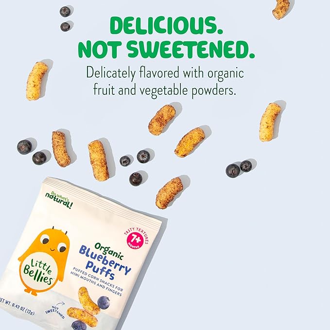 Little Bellies Organic Blueberry Puffs Baby Snack (Pack of 18 x 0.42 oz Individual Packs)