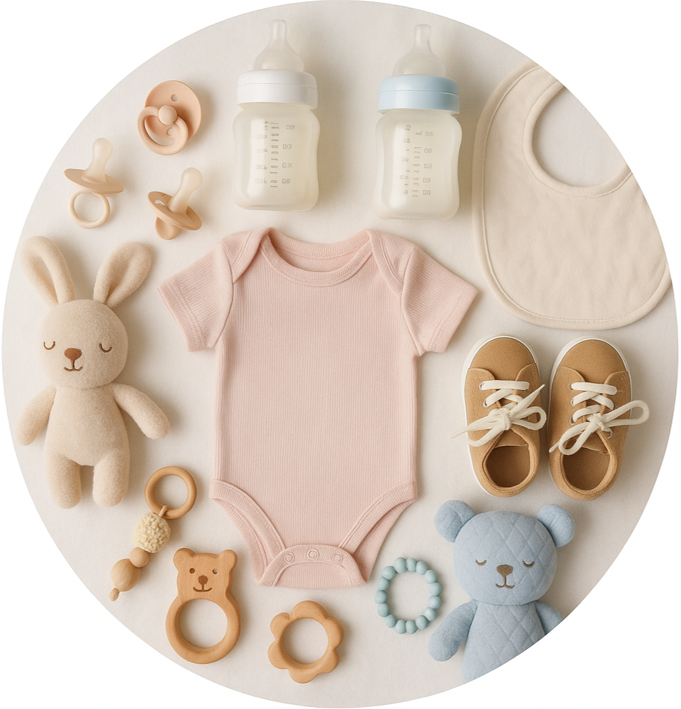 circle photo of baby products, make it a real photo