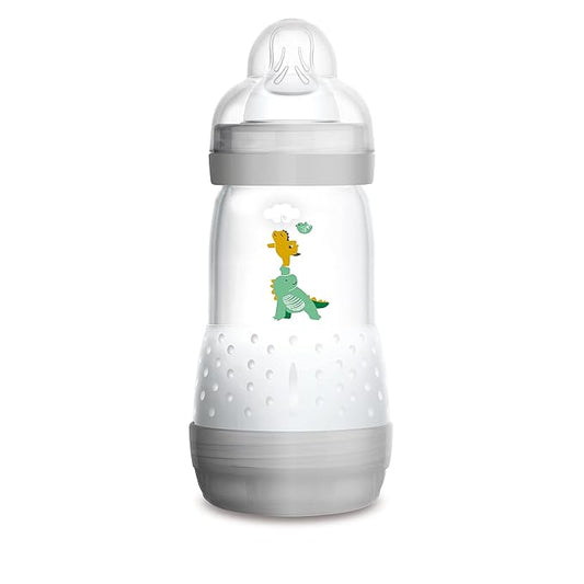 MAM Easy Start Anti-Colic Baby Bottle, Medium Flow, Breastfeeding-Like Silicone Nipple Bottle, Reduces Colic, Gas, & Reflux, Easy-to-Clean, BPA-Free, Vented Baby Bottles for Newborns, 2 Plus Months