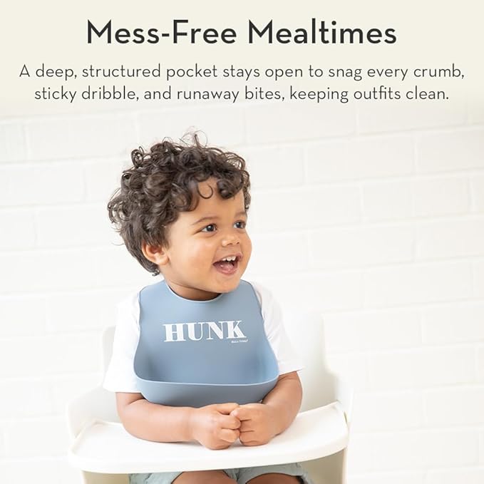 Baby Bib for Eating by Bella Tunno, Waterproof Silicone Bib with Large Food Catcher, Adjustable Fit for Babies 4-12 months & Toddlers 1-3 Years, Boys & Girls, Baby Bro