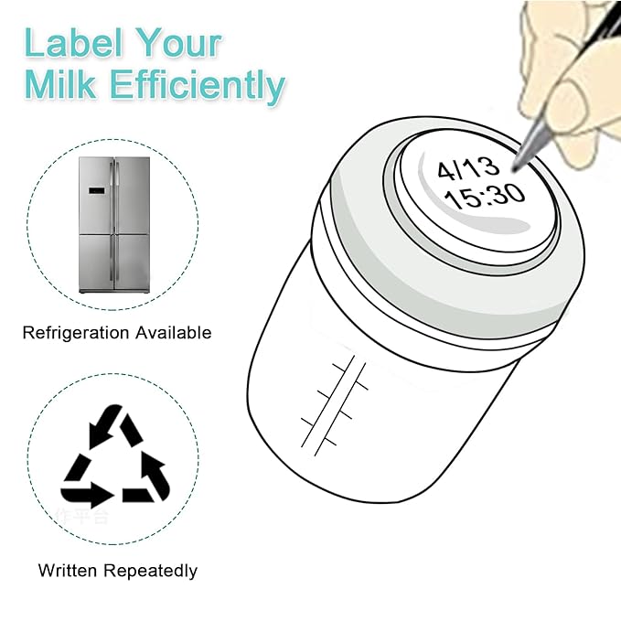 COMI Wide Neck Glass Breastmilk Collection n Storage Bottle, 8oz with Screw Ring Sealing Disk; Re-markable Sealing Disc. BPA Free, Fits Breast Pumps & Nipples (4 Gray Lids)