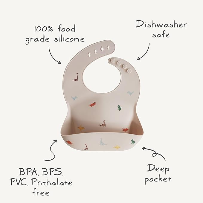 mushie Silicone Baby Bib | Adjustable Fit Waterproof Bibs (Kites)
