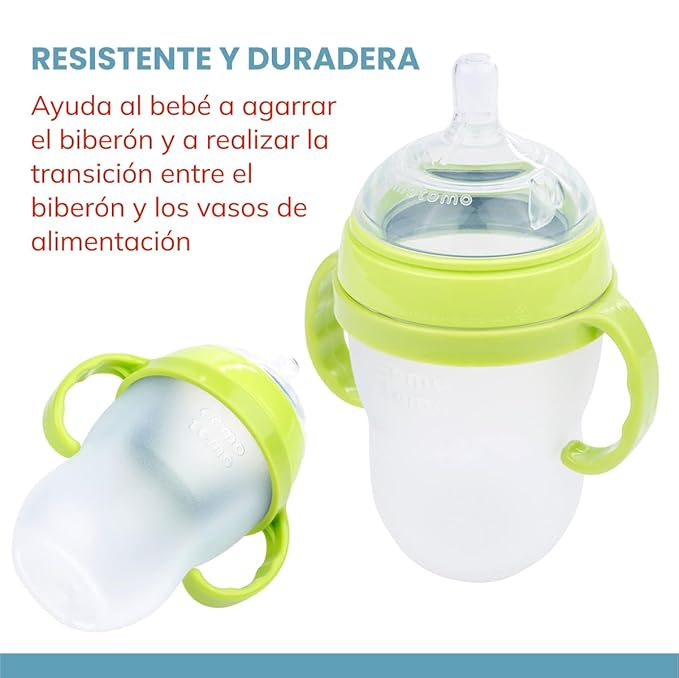 Botabee Baby Bottle Handle Grip for Comotomo 5 Ounce and 8 Ounce Silicone Bottles - Pack of 3 (Green)