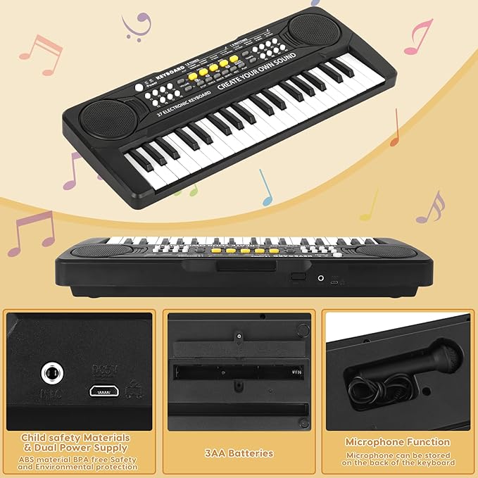Kid Keyboard Piano - 37 Keys Piano Toys for Kids Beginners Electronic Pianos with Microphone Educational Musical Toy for 3 4 5 6 7 8 Year Old Boys Girls Gift