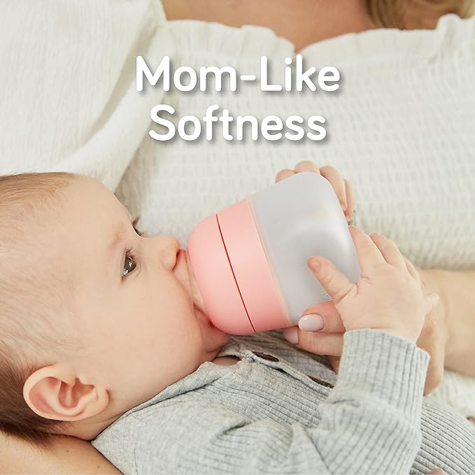 Nanobebe Flexy Silicone Baby Bottle, Anti-Colic, Natural Feel, Non-Collapsing Nipple, Non-Tip Stable Base, Easy to Clean 2-Pack, White, 5 oz