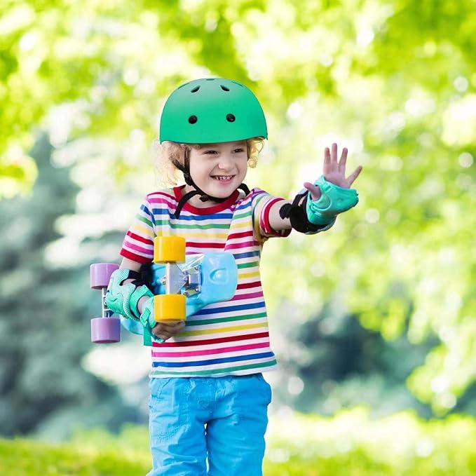 Kids Bike Helmet Set Adjustable for Children, Boys, Girls and Teenagers Aged 3-8 Years Includes Elbow, Knee, Wrist Guards Children's Helmet Protection Set for Bikes SkateboardsRollerskates