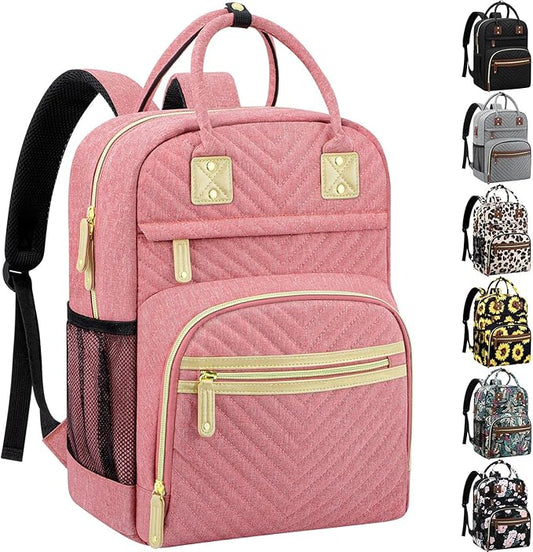 Baby Diaper Bag Backpack Tote for Women Large Capacity with Insulated Pockets Multifunctional Waterproof Diaper Bags For Baby Girl Boy Mama Maternity Travel Bag Pink