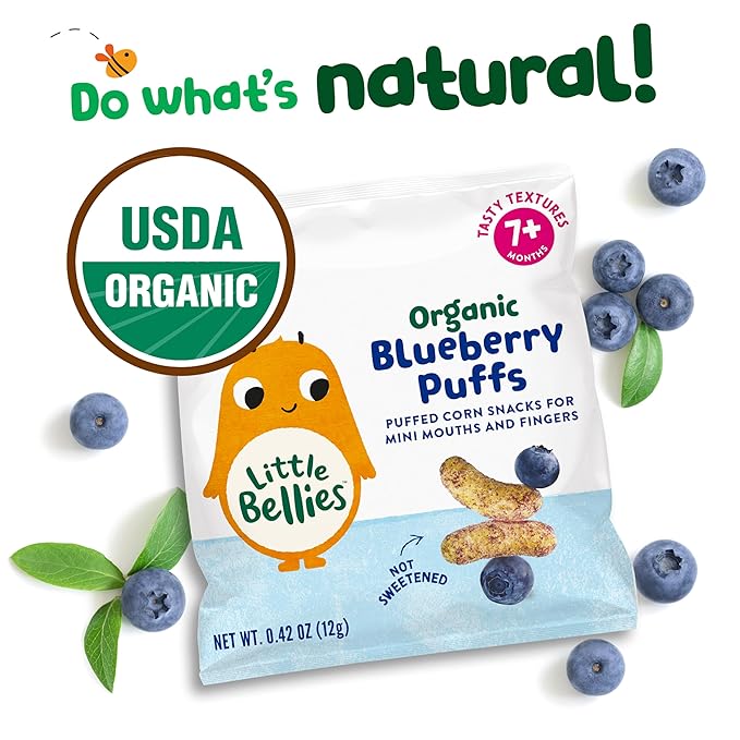 Little Bellies Organic Blueberry Puffs Baby Snack (Pack of 18 x 0.42 oz Individual Packs)